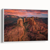 Vintage poster art of Sedona, Arizona in vibrant colors on a large framed canvas, suitable for living room decor.