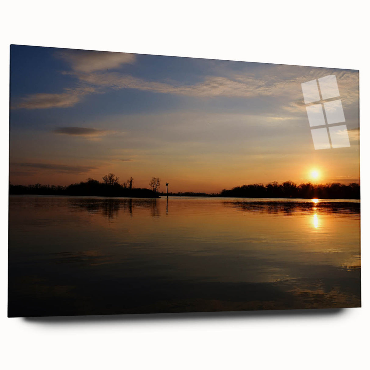 Large abstract wall art depicting Arkansas scenery in vibrant earth tones on acrylic glass.