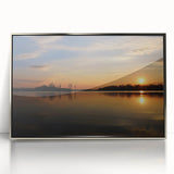 Mid-century modernist art depicting Arkansas scenery in muted earth tones on a framed acrylic, ideal for nursery wall decor.