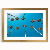 Extra large abstract art print of Beverly Hills scenery in textured strokes, framed in gold, ideal for living room decor.