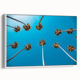 Vintage poster art of Beverly Hills with vibrant colors on a large framed canvas, ideal for living room decor.