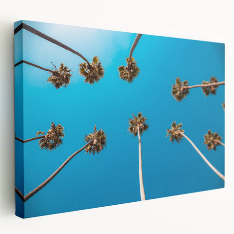 Large art depicting the Beverly Hills scenery in muted earth tones on a stretched canvas, ideal for kitchen wall art.