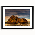 Abstract art print of Big Sur, California in vibrant colors on a textured, extra large canvas, framed in black.