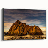 Black and white framed canvas of Big Sur landscape, ideal for bedroom wall decor.
