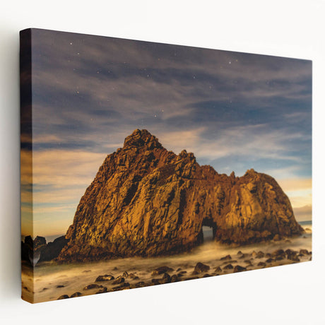 Large art print of Big Sur coastline on stretched canvas with vivid blue and green tones, suitable for kitchen wall art.