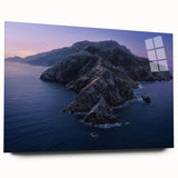 Large abstract wall art depicting a California Catalina scenery in muted earth tones on acrylic glass.