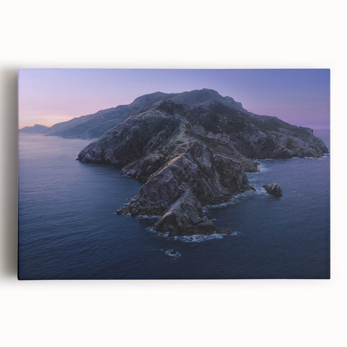 Black and white large art print of Catalina, California on stretched canvas, suitable for kitchen wall art.