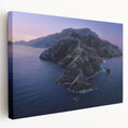 Large canvas print depicting the Catalina Island coastline in muted earth tones, suitable as kitchen wall art.