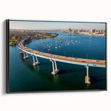 Black and white framed canvas of Coronado, California landscape, suitable for bedroom wall art in vintage poster style.