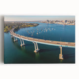 Black and white photograph of Coronado, California on stretched canvas, suitable as large kitchen wall art.
