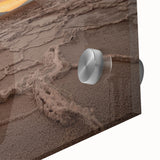 Large abstract depiction of Death Valley in muted earth tones on acrylic glass, ideal for dining room art.