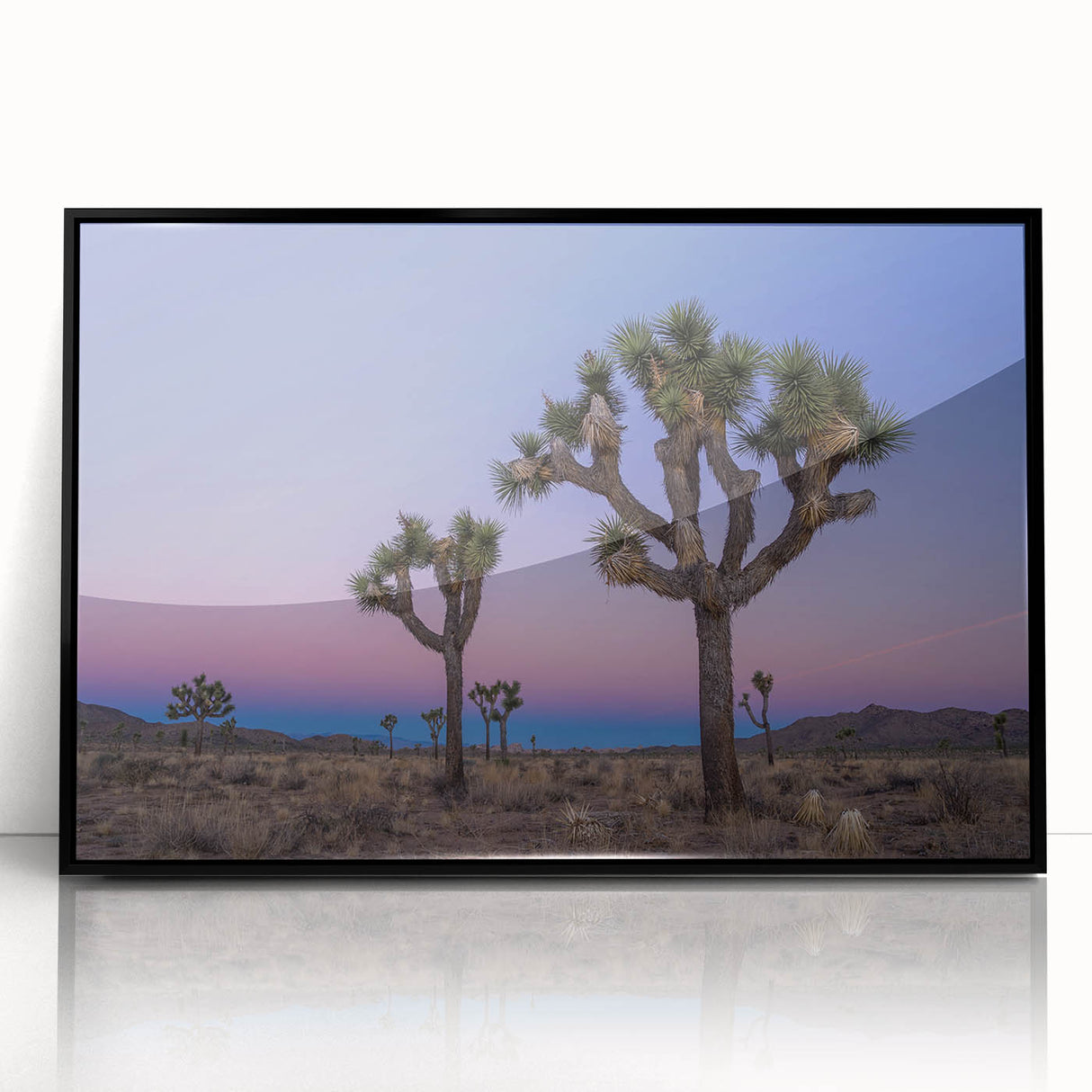 Large abstract wall art featuring a Joshua Tree silhouette in muted earth tones on a framed acrylic.