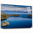 Acrylic print of Lake Tahoe with vibrant blue and green tones, suitable for bedroom or dining room decor.
