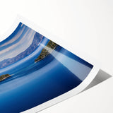 Extra large wall art featuring a rolled print of Lake Tahoe with vibrant blue and green tones.
