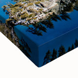 Black and white landscape art painting of Lake Tahoe on stretched canvas, ideal for bedroom wall art.