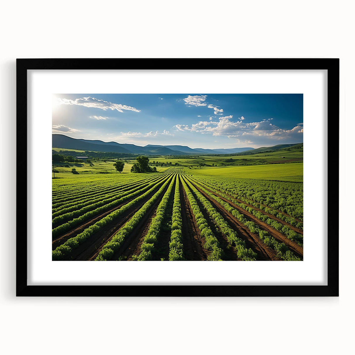 Extra large abstract art print of Napa Valley with vibrant, textured colors on a framed canvas, ideal for living room decor.