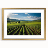 Extra large abstract art print of California's Napa Valley in textured style, using earth tones, framed in gold.