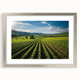 Textured art print of abstract Napa Valley scenery in muted earth tones, framed in silver, ideal for bedroom art.