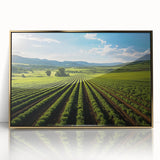 Large art print of Napa Valley scenery in muted earth tones on a framed acrylic, ideal for modern art wall decor.