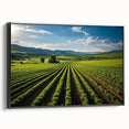 Black and white framed canvas of Napa Valley landscape, ideal for bedroom wall decor.