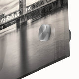 Large abstract wall art depicting Sacramento scenery in muted earth tones on acrylic glass, ideal for dining room ambiance.