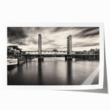 Extra large rolled print of Sacramento scenery with floral elements in soft color tones.