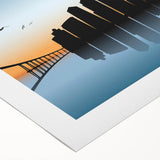 Art deco poster of San Diego skyline in pastel shades on rolled canvas, suitable for dining room wall art.