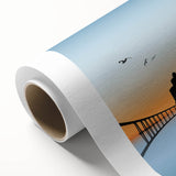 Art Deco style poster of San Diego skyline in pastel hues on rolled canvas, ideal for nursery wall art.