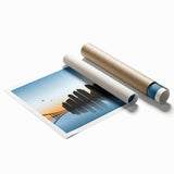 Extra large rolled print of San Diego scenery featuring subtle floral elements in soft pastel shades.