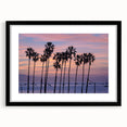 Colorful abstract art print of a textured Santa Barbara scenery in a black frame, ideal for extra large living room wall art.