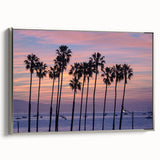 Framed canvas landscape art painting of Santa Barbara featuring a vintage poster style with colorful art on a black…