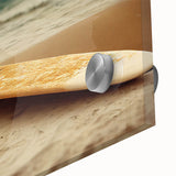 Large abstract wall art depicting Santa Monica scenery in mid-century modernist style on acrylic glass.