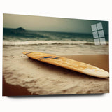 Large abstract acrylic print of Santa Monica scenery in muted blues and greens, ideal for bedroom or dining room art.