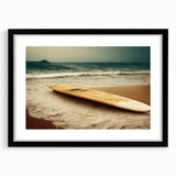 Extra large abstract art print of colorful, textured Santa Monica scenery on a black framed canvas.