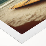 Art deco poster of Santa Monica scenery in pastel colors on rolled canvas, suitable for dining room wall art.