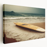 Scenic Santa Monica pier depicted in muted oceanic blues on a large stretched canvas, ideal for kitchen wall art.