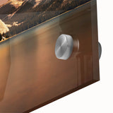 Large abstract depiction of Yosemite in muted earth tones on acrylic glass, ideal for dining room art.