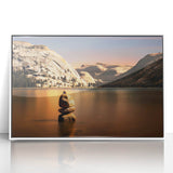 Acrylic print of Yosemite landscape in muted earth tones, framed in white, suitable for modern art wall decor.