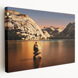 Yosemite National Park landscape on stretched canvas, featuring lush greenery and towering cliffs.