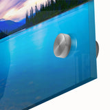 Mid-century modernist large abstract art print of Vail, Colorado scenery in vibrant green and blue hues on acrylic glass.