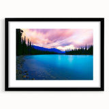 Extra large abstract art print of a colorful Colorado Vail scenery on textured canvas, framed in black.