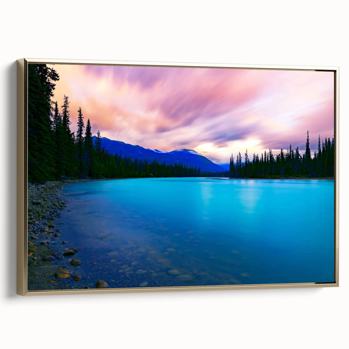Framed canvas wall art of a vintage-style landscape painting featuring Vail, Colorado, in muted earth tones.