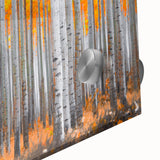 Large abstract wall art depicting Aspen scenery in muted earth tones on acrylic glass, ideal for dining room ambiance.