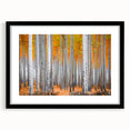 Extra large, textured abstract art print of a colorful Aspen landscape, framed in black, suitable for living room decor.