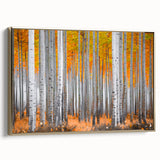 Framed canvas featuring a vintage-style landscape painting of Aspen, Colorado in muted gold and black tones.