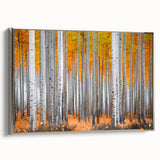 Landscape art painting of Aspen, Colorado with colorful foliage on framed canvas, ideal for living room decor.