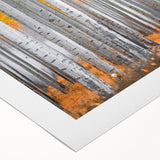 Art deco poster featuring a serene Aspen, Colorado landscape in muted earth tones on rolled canvas.