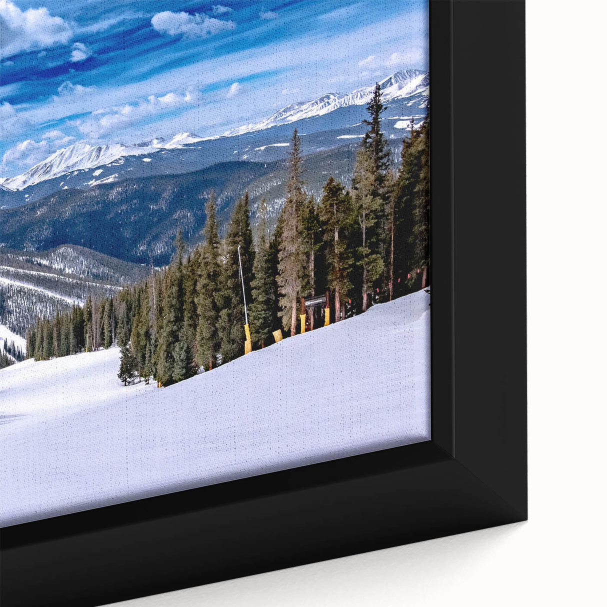Black wall art featuring a textured Colorado Boulder scenery in vibrant colors on a framed canvas.