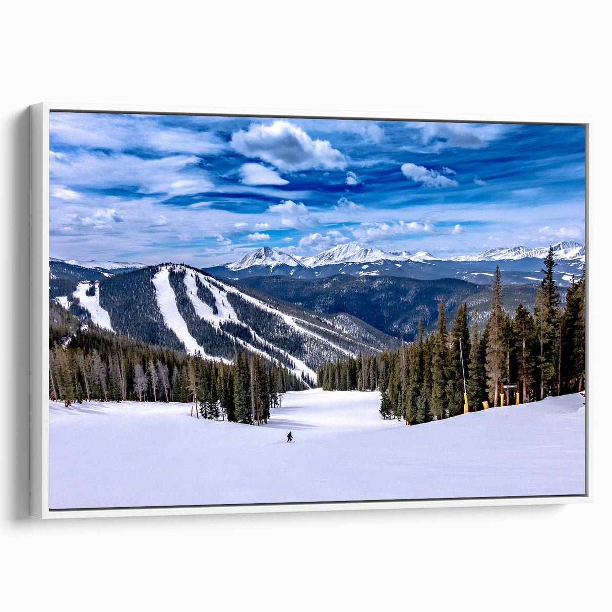 Vintage poster art of Boulder, Colorado, in vibrant colors on a large framed canvas, ideal for living room decor.