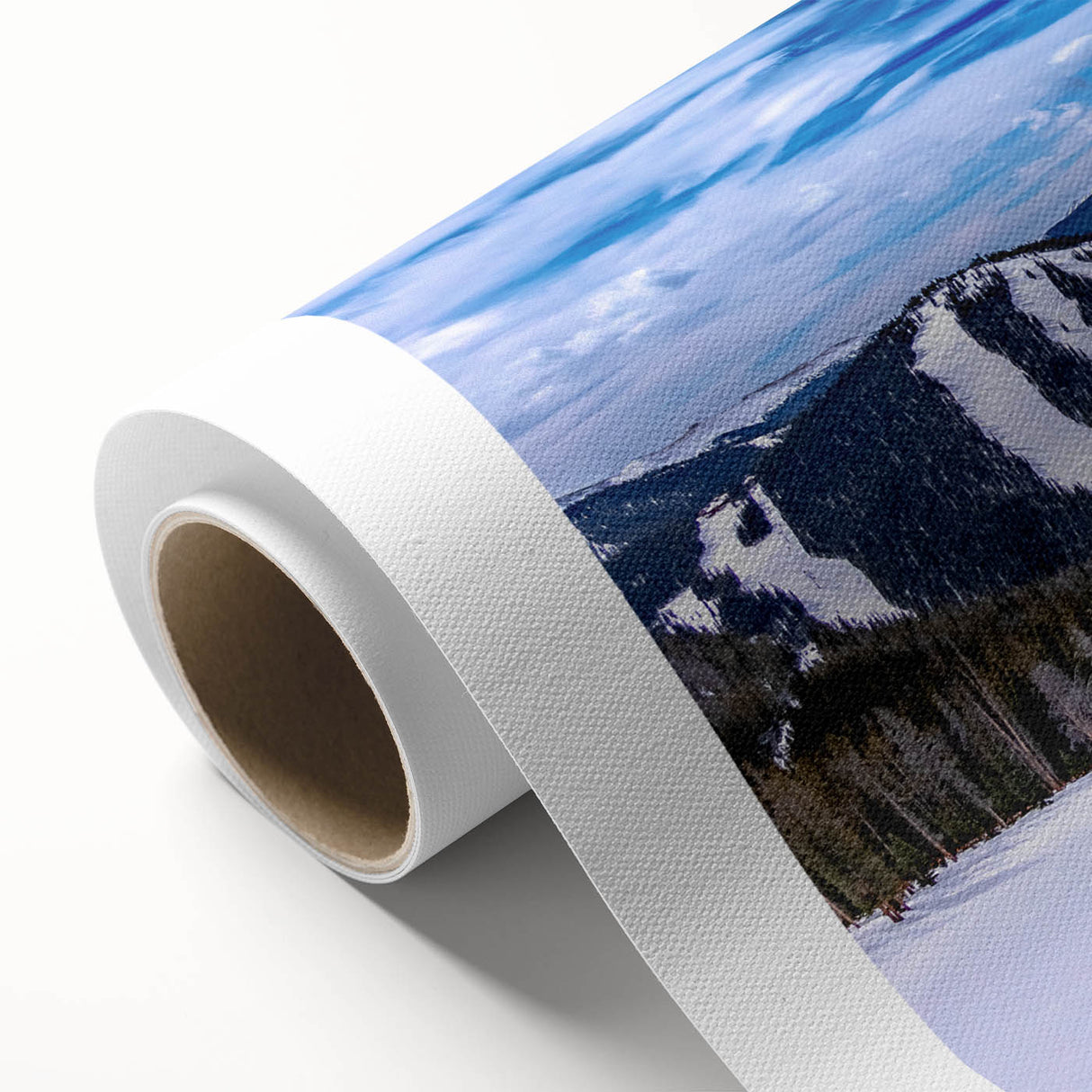 Art Deco style poster of Boulder, Colorado scenery on rolled canvas, in soft earth tones, suitable for nursery wall art.